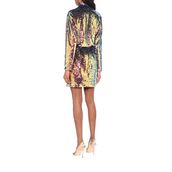 RTA Barbie Holographic Metallic Bronze Tangerine Yellow Mini New Years Dress NEW - Picture 9 of 16